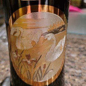 CHOKIN Art Black 24kt. Swan Flower Vase